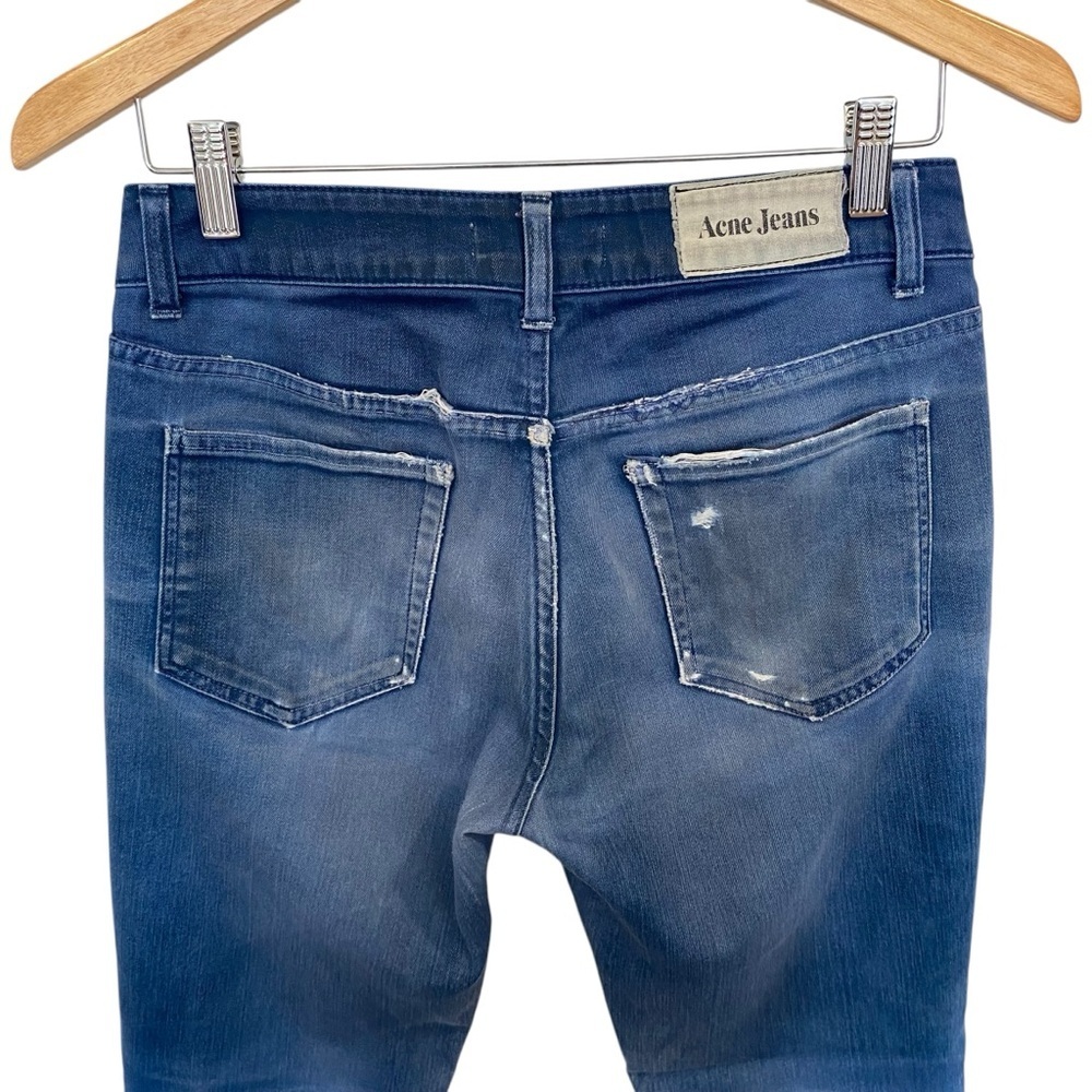 Acne Low Rise Boot Cut Jeans Hex Used Twill Blue - Picture 5 of 7